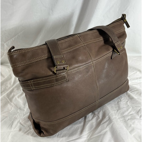 Genuine vintage FOSSIL large brown leather tote bag - Picture 10 of 15